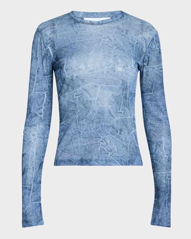 Marl Mesh Long-Sleeve Top